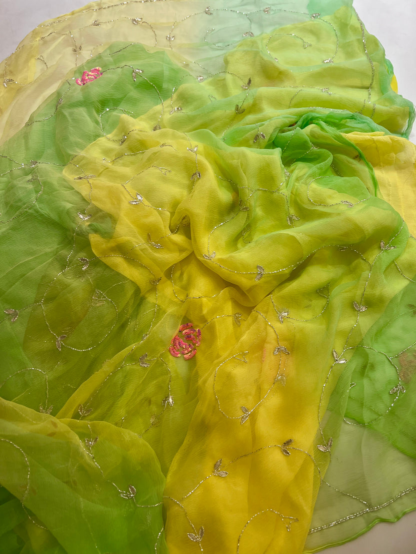 Lemon Chiffon Saree