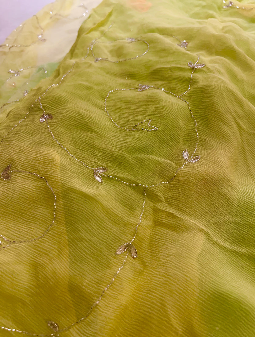 Lemon Chiffon Saree