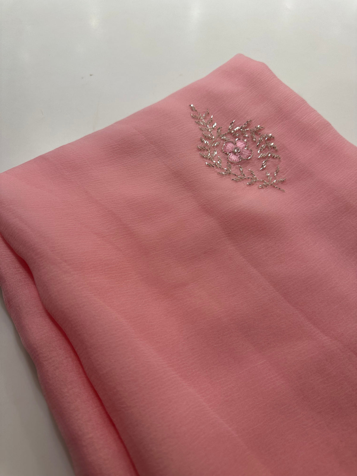 Rose Beads Chiffon Saree