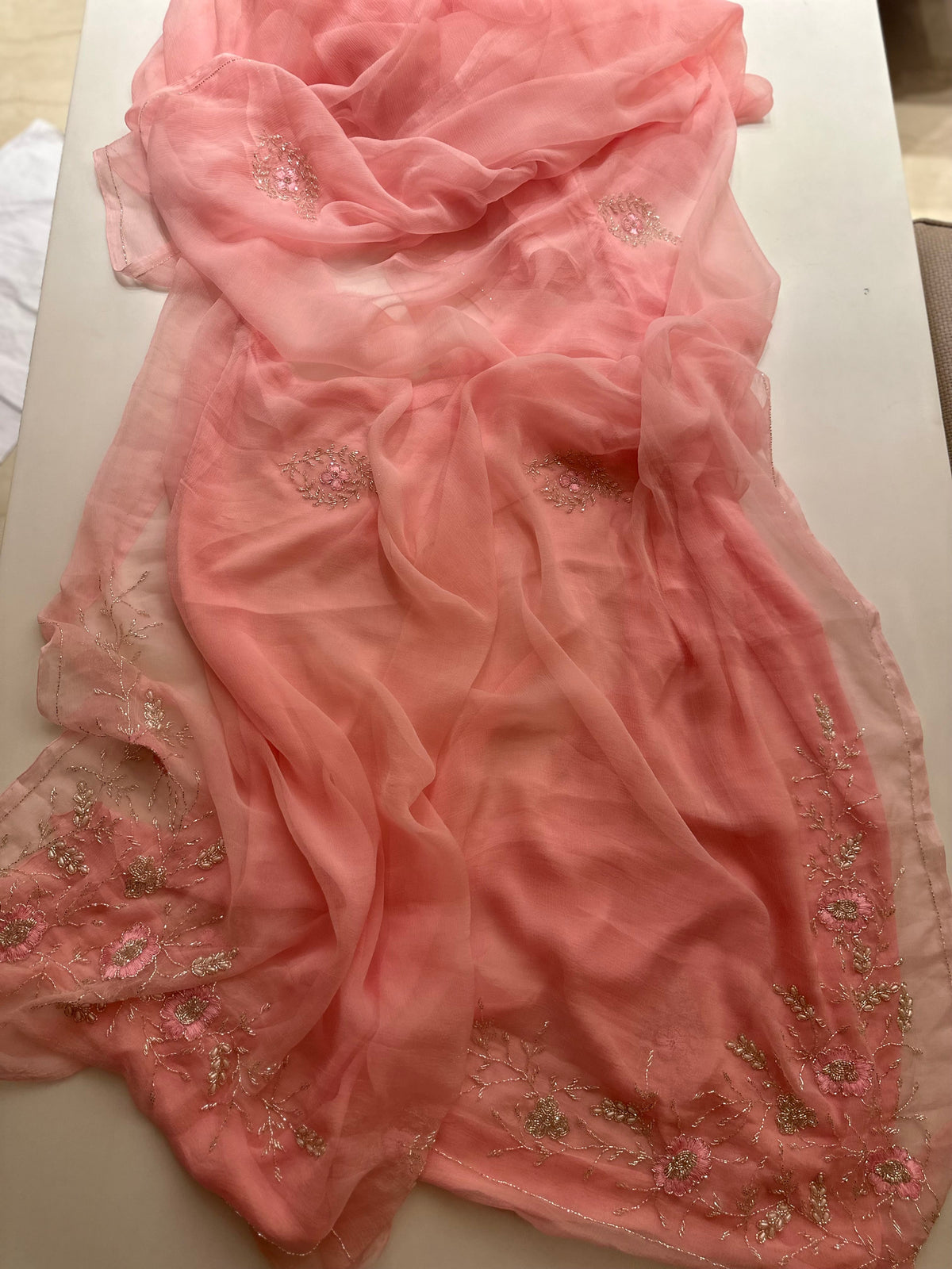 Rose Beads Chiffon Saree